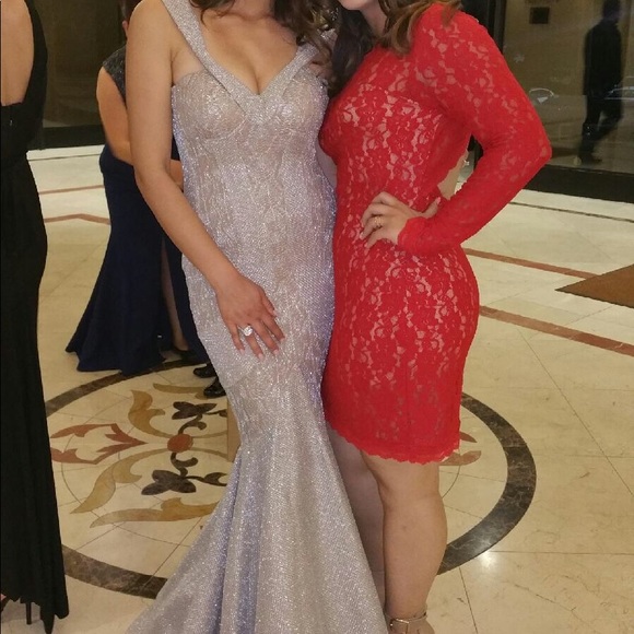 Fouad Sarkis stunning silver formal gown / dress - Picture 1 of 8